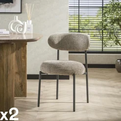 Chaise marron moderne en velours tissé (lot de 2) CREEK