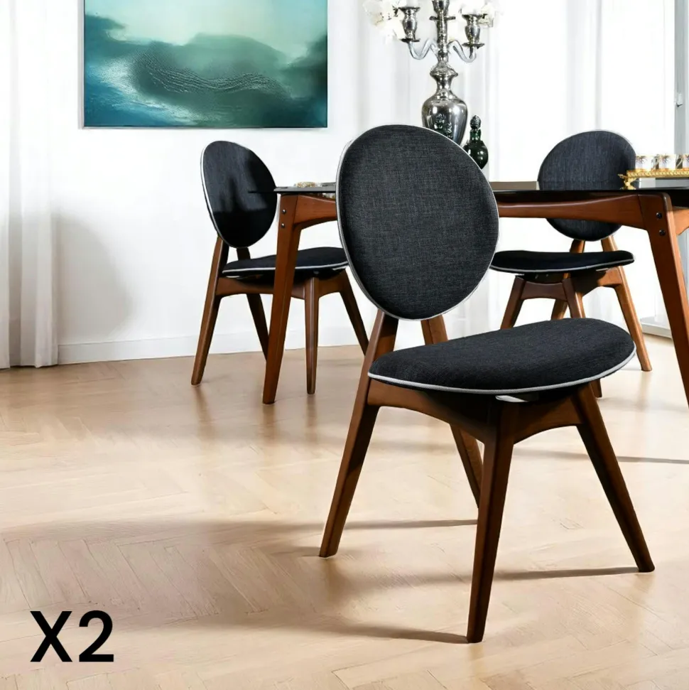 Chaise médaillon écrue - style moderne (lot de 2) DILI