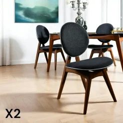 Chaise médaillon grise - style moderne (lot de 2) DILI