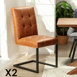 Chaise moderne camel (lot de 2) OKA