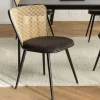 Chaise moderne dossier rotin assise velours noir (lot de 2) LOANO