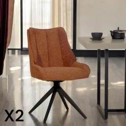Chaise moutarde pivotante en velours texturé (lot de 2) IENA
