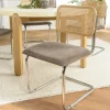 Chaise métal chromé assise velours taupe dossier rotin (lot de 2) LOANO