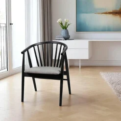 Chaise noire à barreaux - tissu gris TENA