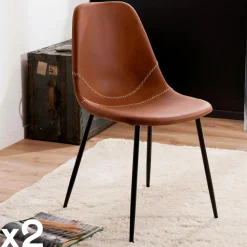 Chaise noire à couture apparente (lot de 2) TIM