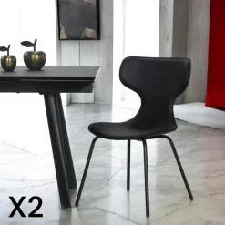 Chaise noire avec dossier en T, revêtement nettoyable (lot de 2) LOMBARDIE