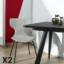 Chaise noire avec dossier en T, revêtement nettoyable (lot de 2) LOMBARDIE