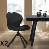 Chaise pivotante anthracite avec dossier courbe, (lot de 2) LOMBARDIE