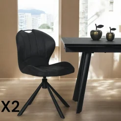Chaise pivotante anthracite avec dossier courbe, (lot de 2) LOMBARDIE