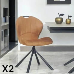 Chaise pivotante anthracite avec dossier courbe, (lot de 2) LOMBARDIE