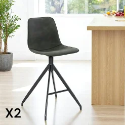 Chaise pivotante beige bi-matière, dossier en T (lot de 2) LOMBARDIE