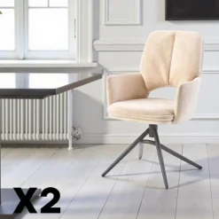 Chaise pivotante beige double coussinage (lot de 2) LIGURIE