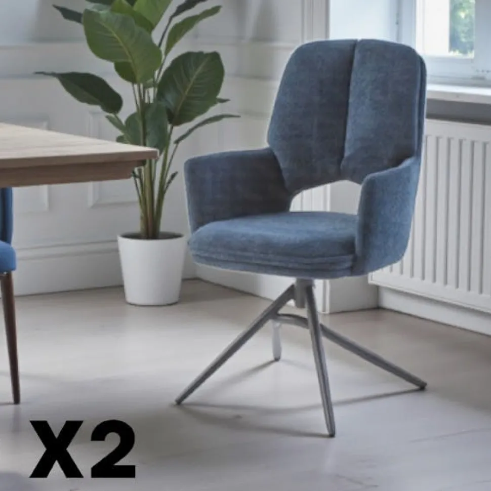 Chaise pivotante bleue double coussinage (lot de 2) LIGURIE