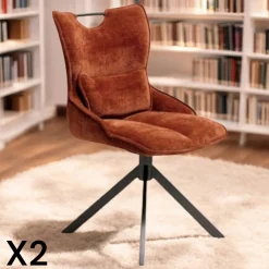 Chaise pivotante coussin et poignée tissu rouille (lot de 2) IENA