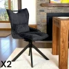 Chaise pivotante coussin et poignée tissu gris (lot de 2) IENA