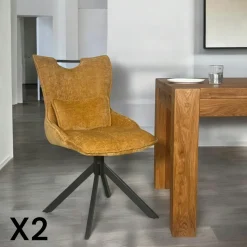 Chaise pivotante coussin et poignée tissu ocre (lot de 2) IENA