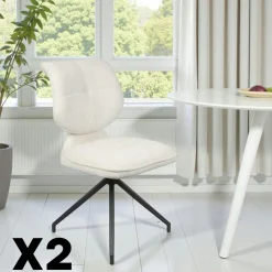 Chaise pivotante écrue dossier double (lot de 2) LIGURIE