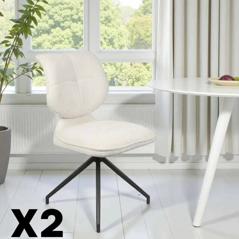 Chaise pivotante écrue dossier double (lot de 2) LIGURIE