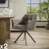 Chaise pivotante de salle à manger en velours texturé taupe (lot de 2) MELBOURNE
