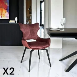 Chaise pivotante dorée bi-matière, dossier en T (lot de 2) LOMBARDIE