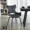 Chaise pivotante gris anthracite bi-matière, dossier en T (lot de 2) LOMBARDIE