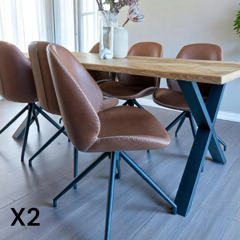 Chaise pivotante gris minéral (lot de 2) BERLIN