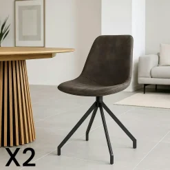 Chaise pivotante grise avec couture (lot de 2) AMSTERDAM
