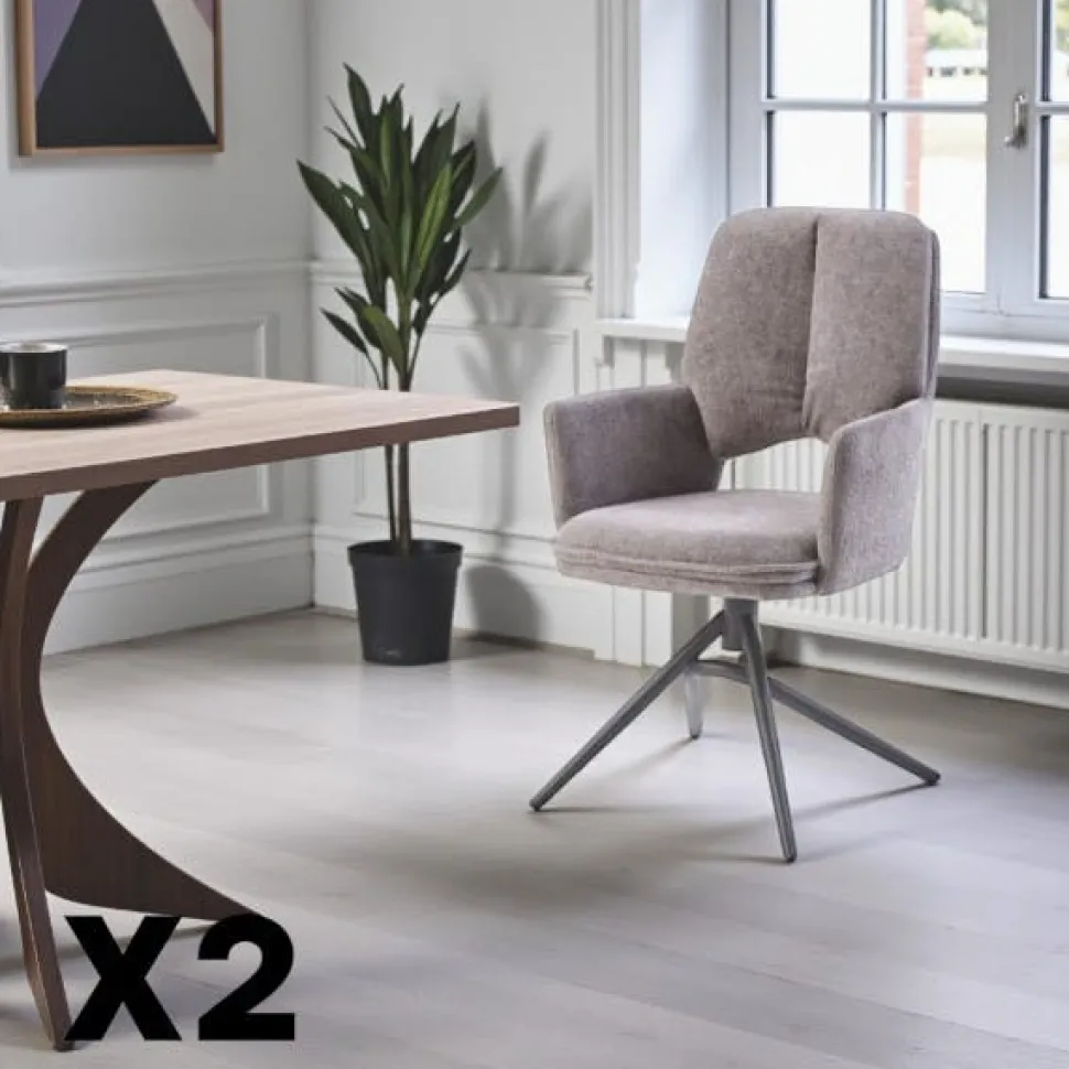 Chaise pivotante grise double coussinage (lot de 2) LIGURIE
