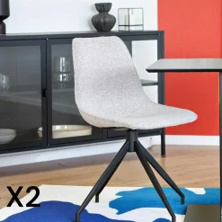 Chaise pivotante marron foncé avec couture (lot de 2) AMSTERDAM