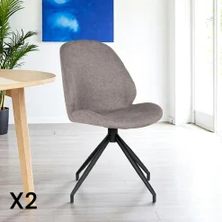 Chaise pivotante marron vintage avec surpiqure décorative (lot de 2) BERLIN