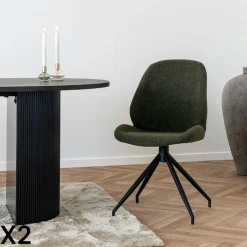 Chaise pivotante marron vintage avec surpiqure décorative (lot de 2) BERLIN