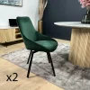 Chaise pivotante moderne en velours vert OKA (Lot de 2)