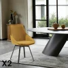 Chaise pivotante moderne en velours doré OKA (Lot de 2)