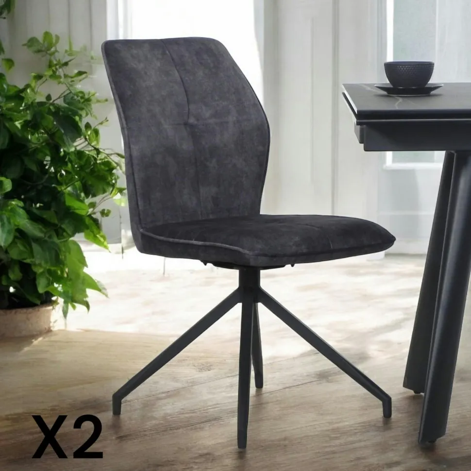 Chaise pivotante moutarde en velours patiné avec poignée (lot de 2) LOMBARDIE