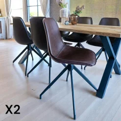 Chaise pivotante noire avec couture (lot de 2) AMSTERDAM