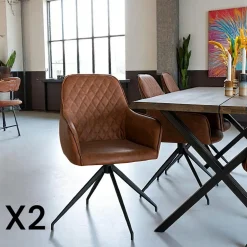 Chaise pivotante noire avec accoudoirs (lot de 2) SAVONE