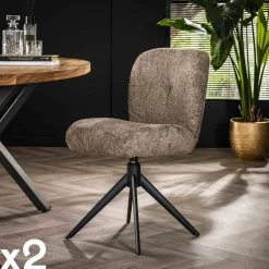 Chaise pivotante rembourrée en bouclette sable (lot de 2) GALWAY