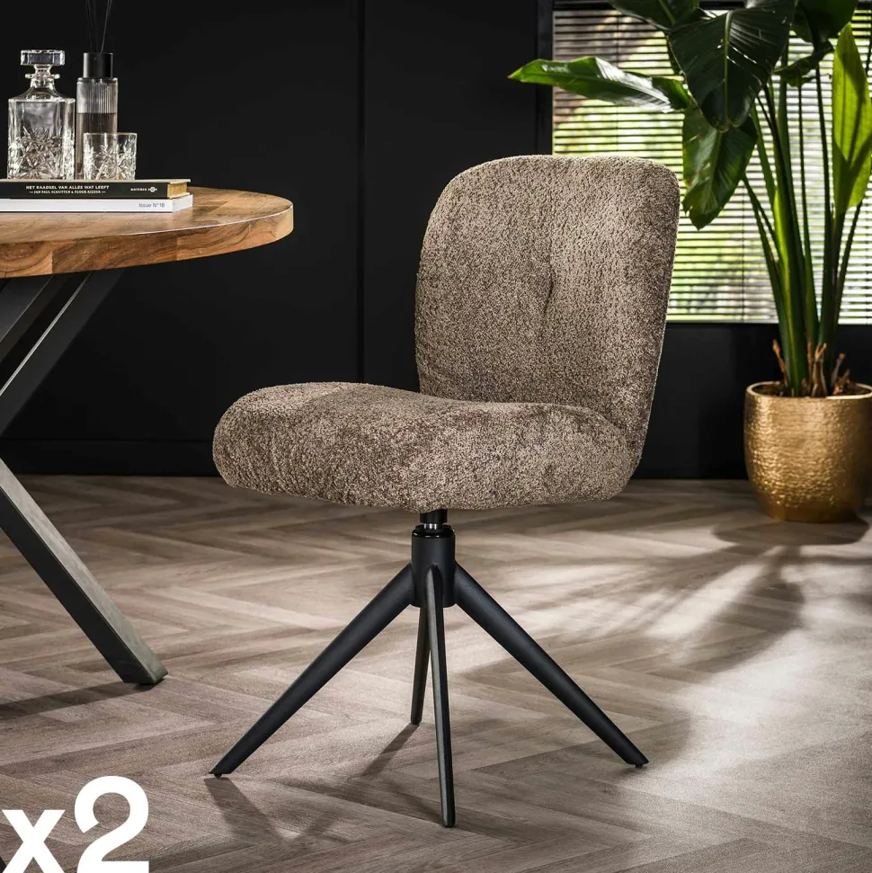 Chaise pivotante rembourrée en bouclette blanche (lot de 2) GALWAY