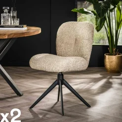 Chaise pivotante rembourrée en bouclette blanche (lot de 2) GALWAY