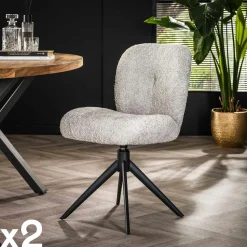Chaise pivotante rembourrée en bouclette blanche (lot de 2) GALWAY
