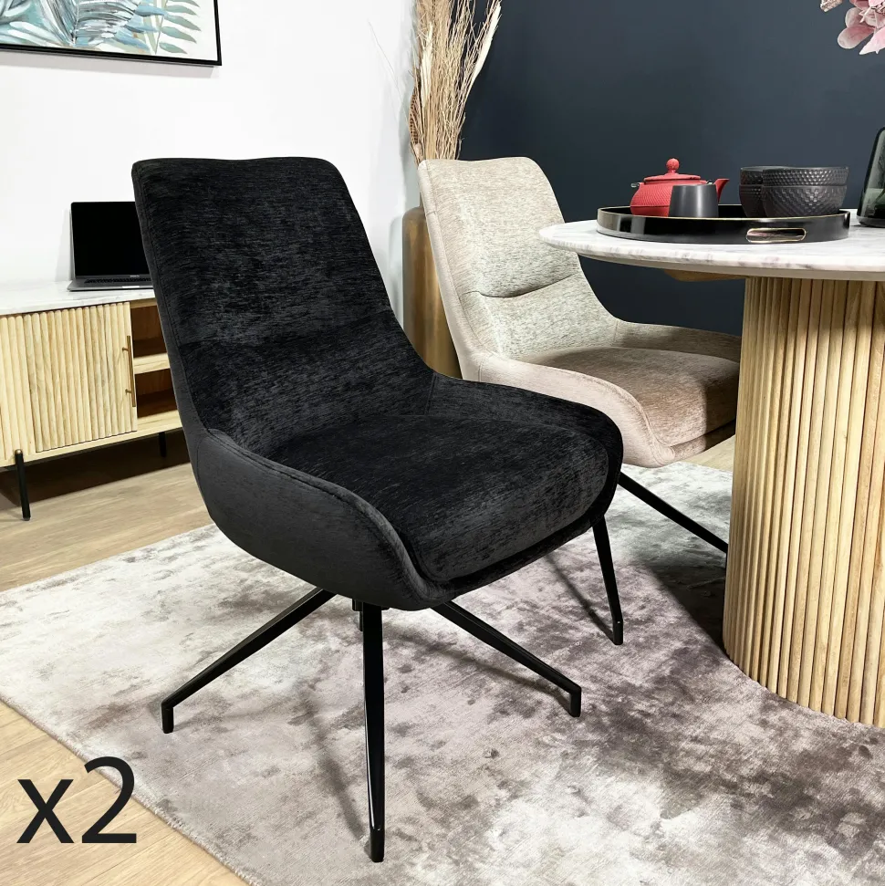 Chaise pivotante retro en velours bleu (lot de 2) PALERME