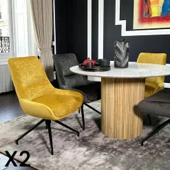 Chaise pivotante retro en velours moutarde (lot de 2) PALERME