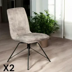 Chaise pivotante velours bleu pétrole (lot de 2) OKA
