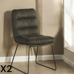 Chaise rembourrée havane EPIKA (lot de 2)