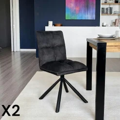 Chaise rotative tissu anthracite (lot de 2) IENA