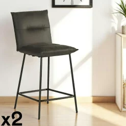 Chaise rotative tissu anthracite (lot de 2) IENA