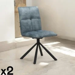 Chaise rotative tissu bleu pétrole (lot de 2) IENA