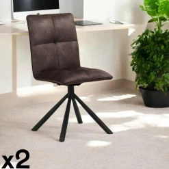 Chaise rotative tissu chocolat (lot de 2) IENA