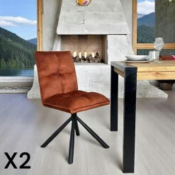 Chaise rotative tissu kaki (lot de 2) IENA