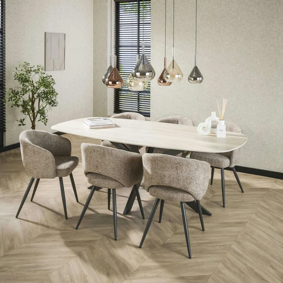 Chaise rotative tissu kaki (lot de 2) IENA